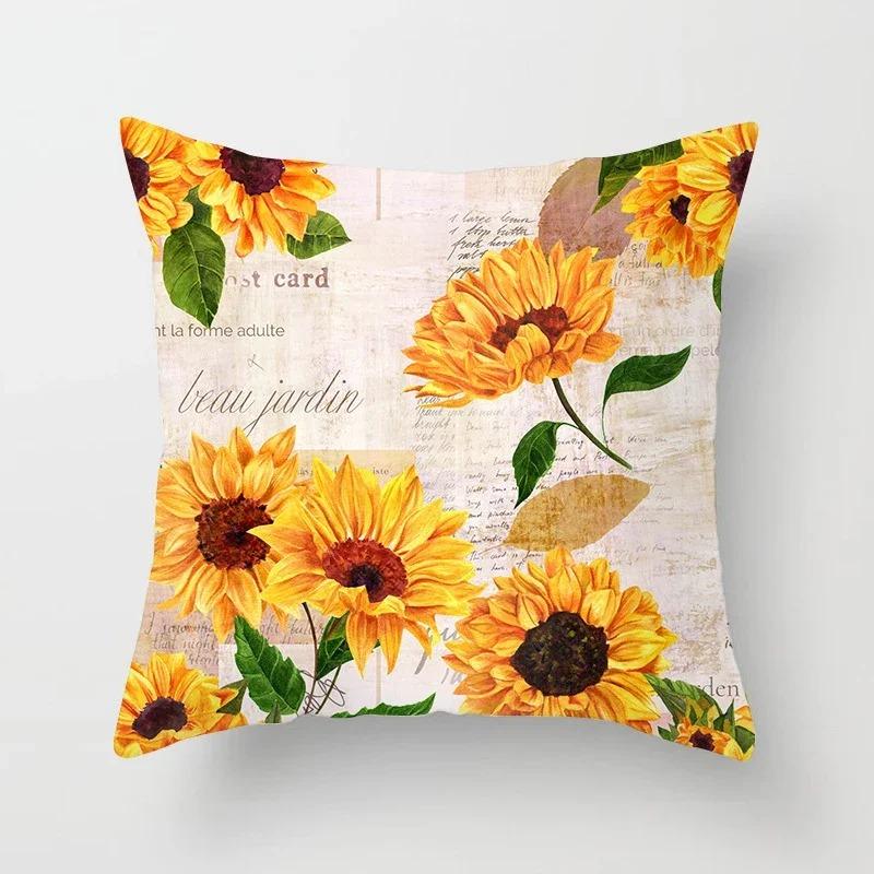 Office Living Room Home Pillowcase Sunflower Print Pattern Pillowcase Car Ornaments