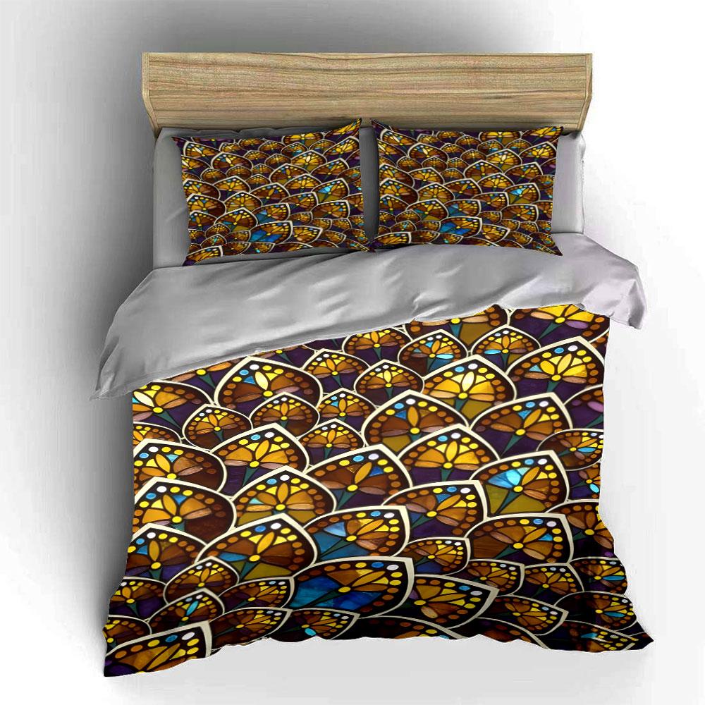 Stained glass fan shapes. Bedding sets Duvet cover sets Duvet covers Pillowcases(1* Duvet Cover 2* Pillowcases without duvet insert)