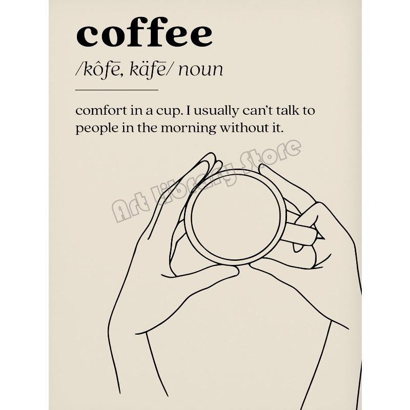 Винтажный Минималистичный Определение Кофе Кофейная Чашка Абстрактная Линия Скандинавский Постер Холст Живопись Настенное Искусство Картинки Домашний Кухонный Декор