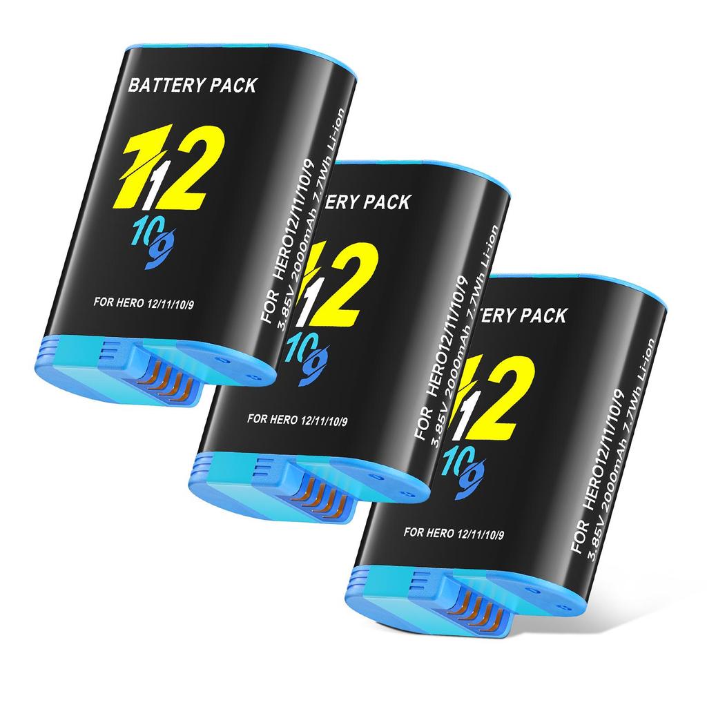 Аккумулятор 2000 мАч для Gopro Hero 9 10 11 12 с ЖК-дисплеем, быстрое зарядное устройство на 3 слота для спортивных камер GoPro Hero12 11