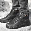Модные мужские ботинки по щиколотку, новые ботинки для походов из натуральной кожи, мужские повседневные ботинки из хлопка, теплые, нескользящие, износостойкие, мужские зимние ботинки