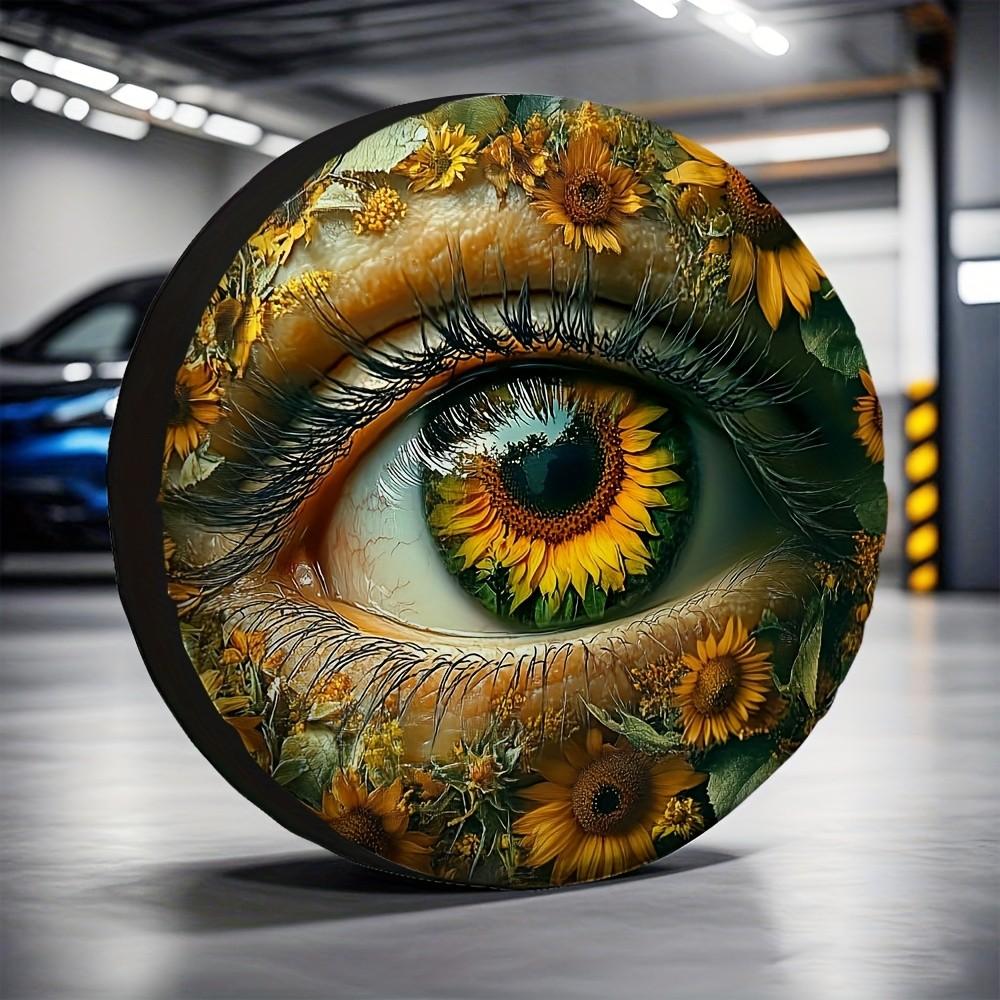 Sunflower Eye Spare Tire Cover Durable Polyester All Season Waterproof Vehicle Protector