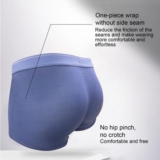 Мужское нижнее белье-боксеры с низкой посадкой и эластичным поясом, облегающие шорты, трусы, однотонные U-выпуклые тонкие трусики из ледяного шелка