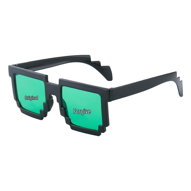 Китайский иероглиф Мозаика Аниме Рождество Пиксельные Солнцезащитные очки - Забавные очки для личности второго измерения