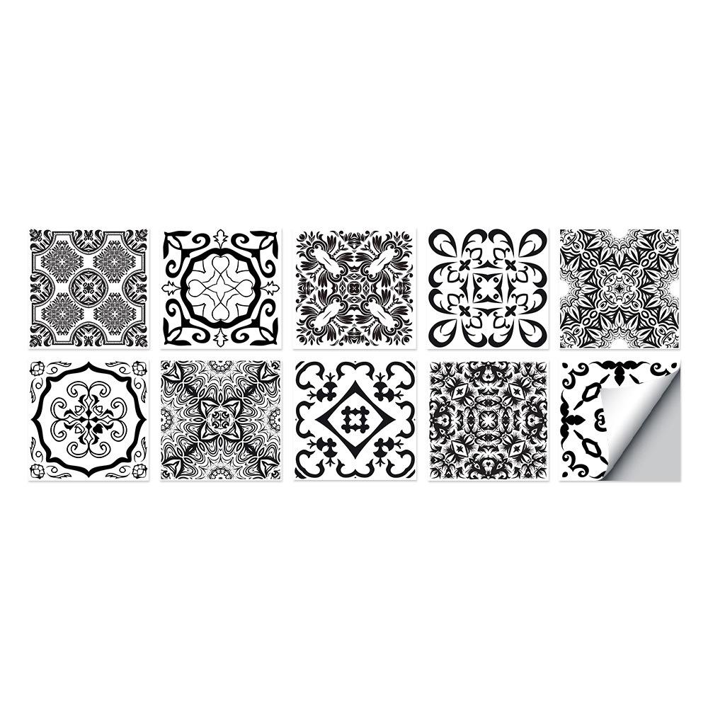 10 Pieces European Style Tile Wall Sticker Self-Adhesive Living Room Bathroom Renovation Wallpaper Pvc Crystal Film Tile Sticker
