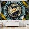 Викинги Гобелен настенный Ворон Мистическая Медитация Психоделические Руны Искусство Настенные Гобелены для Гостиной Таро Солнце Луна
