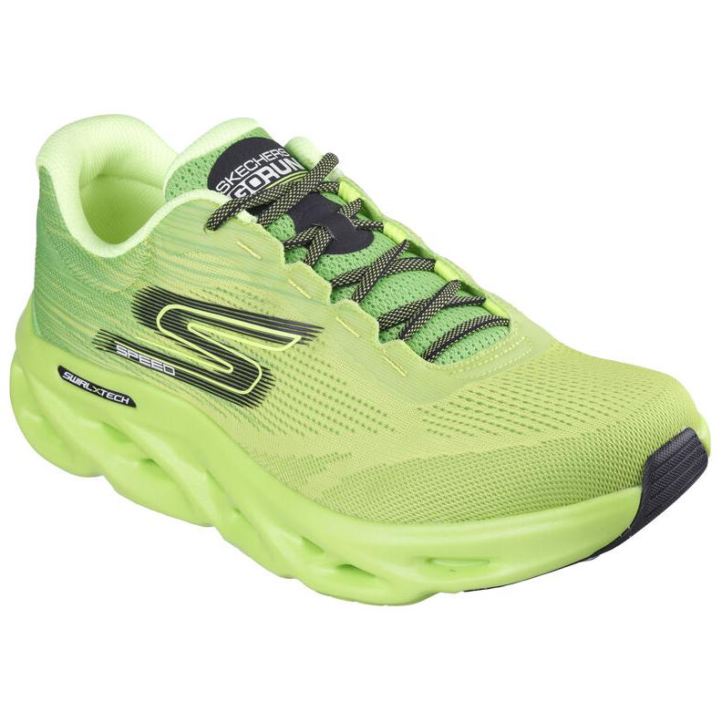 Skechers Go Run Swirl Tech Скорость Комфортный Отскок Амортизация Ударов Прочный Низкие Беговые Кроссовки Мужской Сникер Зеленый 220908-GRN