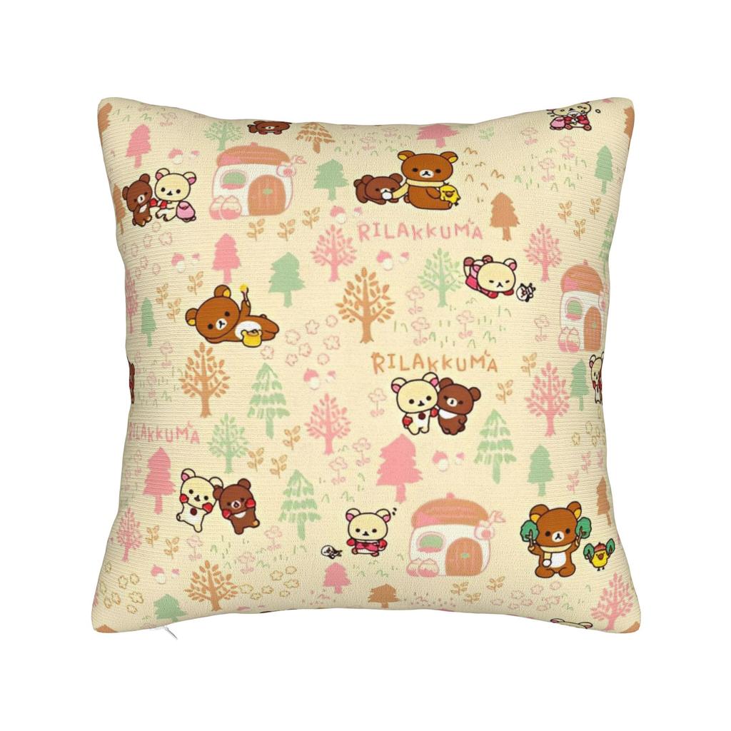 Kawaii Rilakkumas Cartoon Pillowcase Polyester Cushion Cover Decorative Throw Pillow Case Cover Home Wholesale 45X45cm