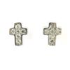 [N3019] - White 'Cross' Silver Earrings - 8x6 Mm