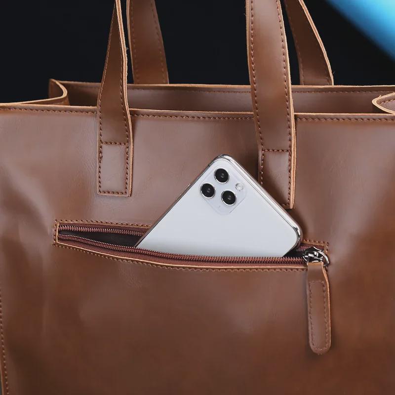 Мужская кожаная сумка через плечо Crazy Horse в стиле ретро – многофункциональная сумка-мессенджер и тоут с большой вместимостью