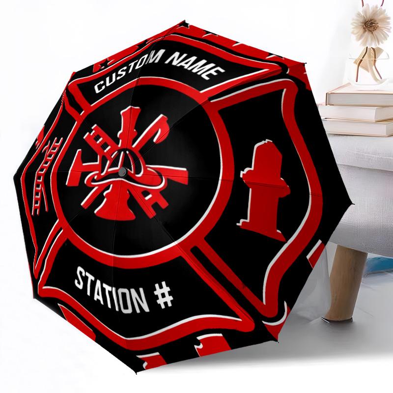 Firefighter Courage and Honor Outdoor Automatic Umbrella Retractable Design with 8-Rib Durability Lightweight Perfect Gift for Friends Family