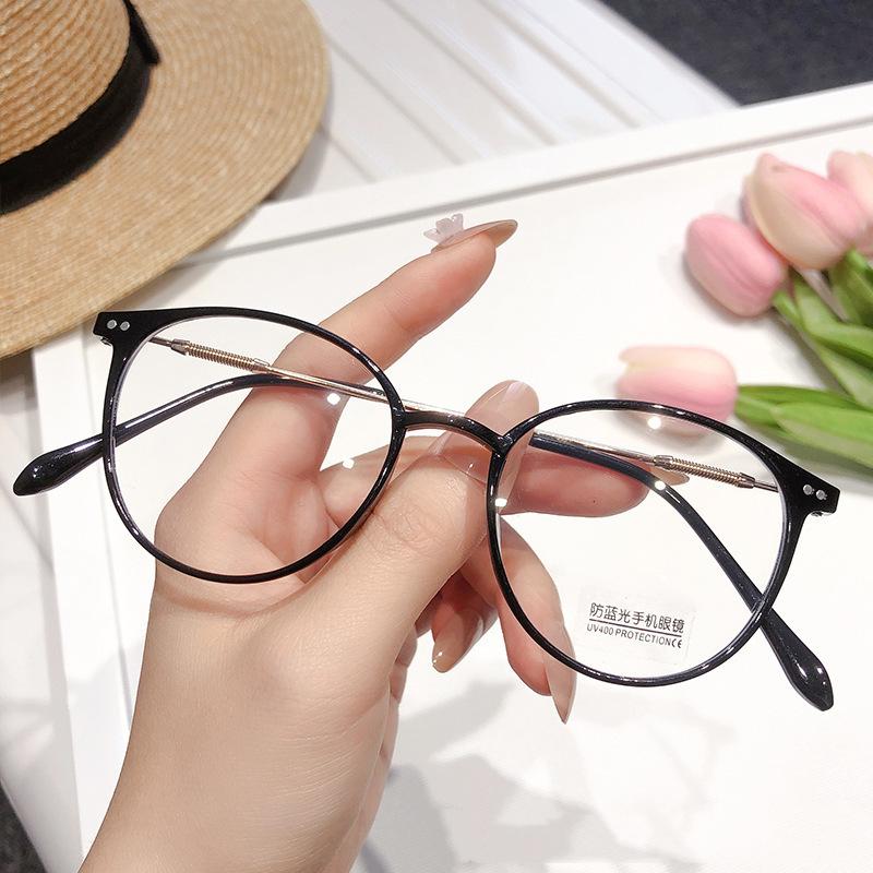 Retro 4-color Women's Trend Office UV Protection Round Glasses Fashion Street Shooting Flat Mirror