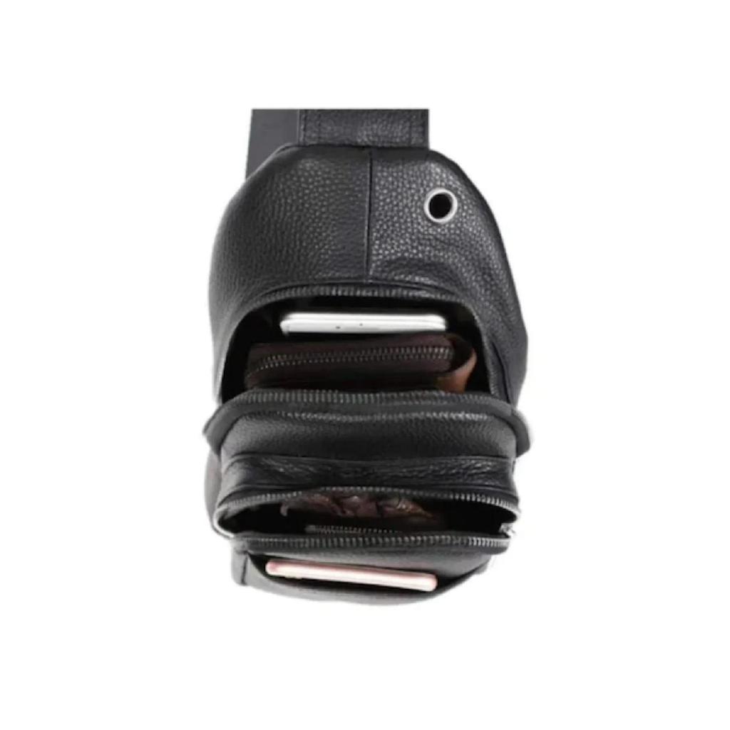 Unisex Gray Side Cross Chest And Waist Bag With Headphone Usb Port And Mobile Phone Compartment