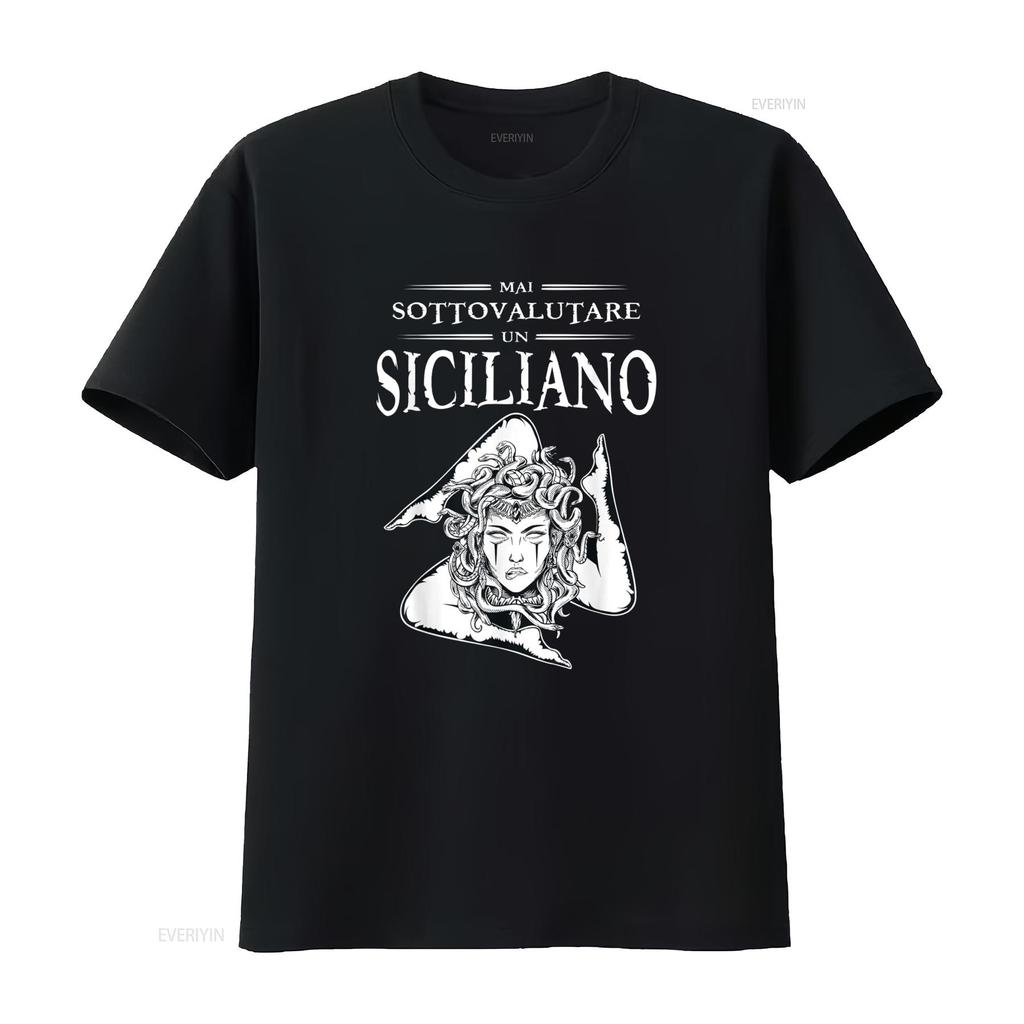 Never Underestimate A Sicilian Trinacria Sicilia Heraldik T Shirt vintage Washed Stretched fashion Breathable Soft Versatile