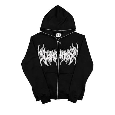 Толстовка на молнии в стиле гранж, уличная одежда, толстовки с длинными рукавами и принтом букв, готический панк Y2k, осенне-зимняя женская толстовка с капюшоном, женские топы