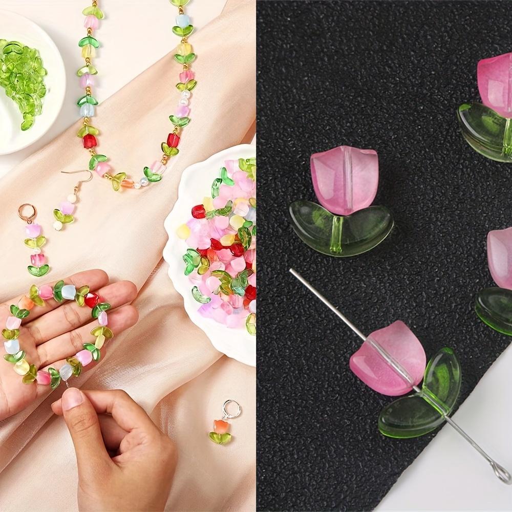 40/80/160 штук бусин в форме тюльпана, стеклянные полупрозрачные браслеты, цветные стеклянные бусины, подарки на свадьбу ко Дню святого Валентина своими руками