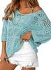 2025 Spring-Summer Crochet Hollow Seven-Sleeve Knit Pullover