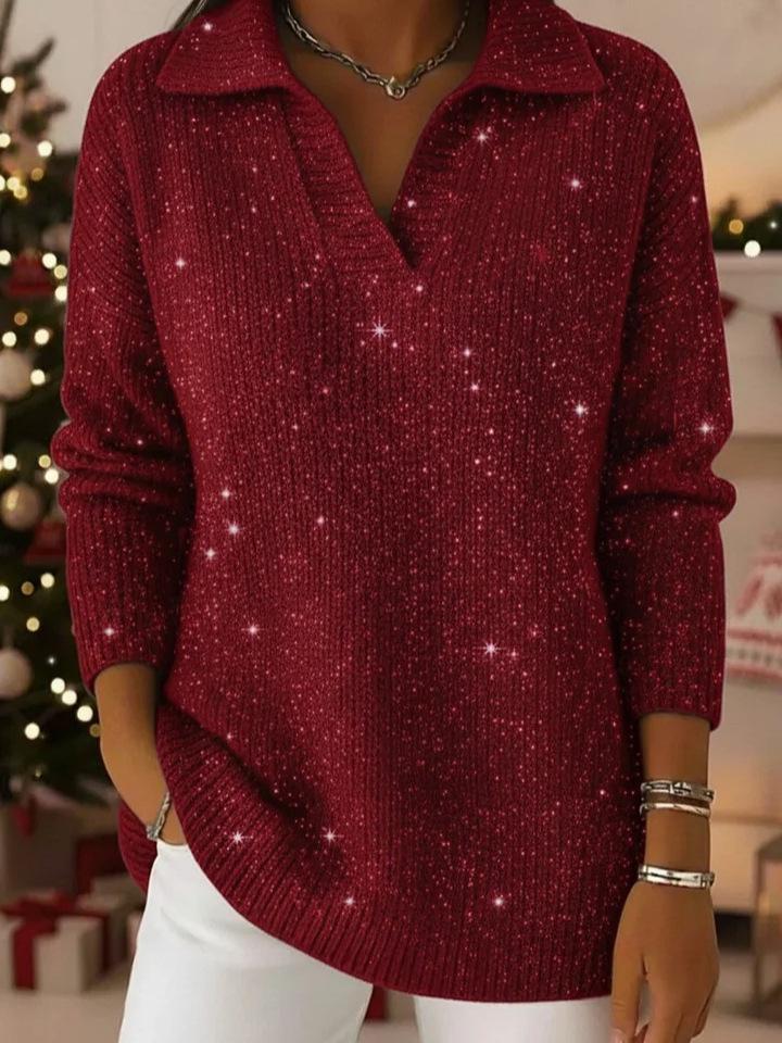 Однотонный пуловер с воротником-стойкой, серебряной нитью и хрустальными акцентами, Осень/Зима 2025