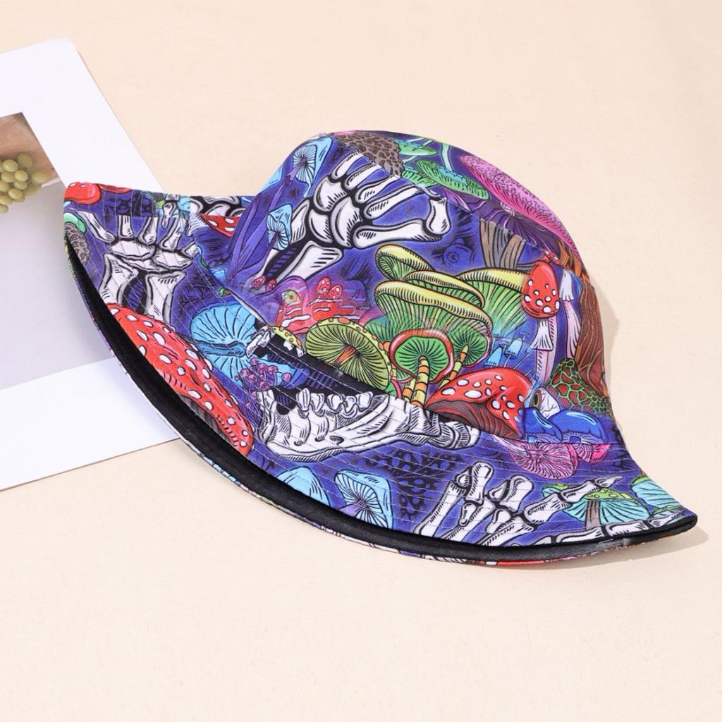 Plant Flower Print Outdoor Bucket Hat Casual Sun Hat Sun Protection Pot Hat