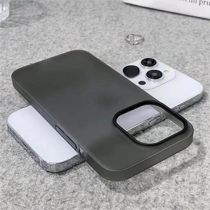 Роскошный Ультратонкий Матовый Жесткий PC Чехол для Телефона Для iPhone 17 16 15 14 13 12 Pro Max 14 Plus Полупрозрачный Тонкий Ударопрочный Бампер