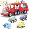 Toddler Toys Car - 5 In 1 Music and Lighting Carrier Trucks - Age Kids 1-2 Toys 12-18 Months Christmas Party Birthday Baby Gift Toddler Toys Age 2-4