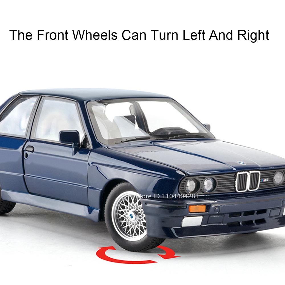 1:24 M3 THE7 Alloy Car Toys Model Diecast Metal Vehicle Doors Opened with Sound Light Pull Back Models Toy Boy's Christmas Gifts