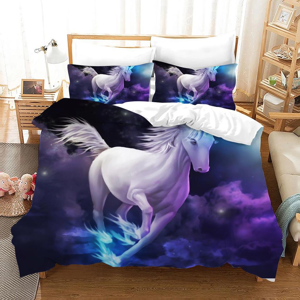 Дропшип Комплект постельного белья Единорог 140x210 Набор пододеяльников Dream Для девочки мальчика Односпальный Двуспальный Размер Спальня Комплекты пододеяльников Постельное белье