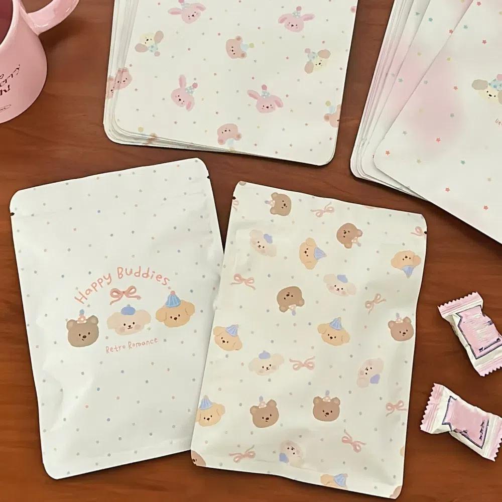 20/50Pcs Self Adhesive OPP Gift Pouch Cute Bear Kpop Card Bag New Biscuits Candy Bags Bread Toast