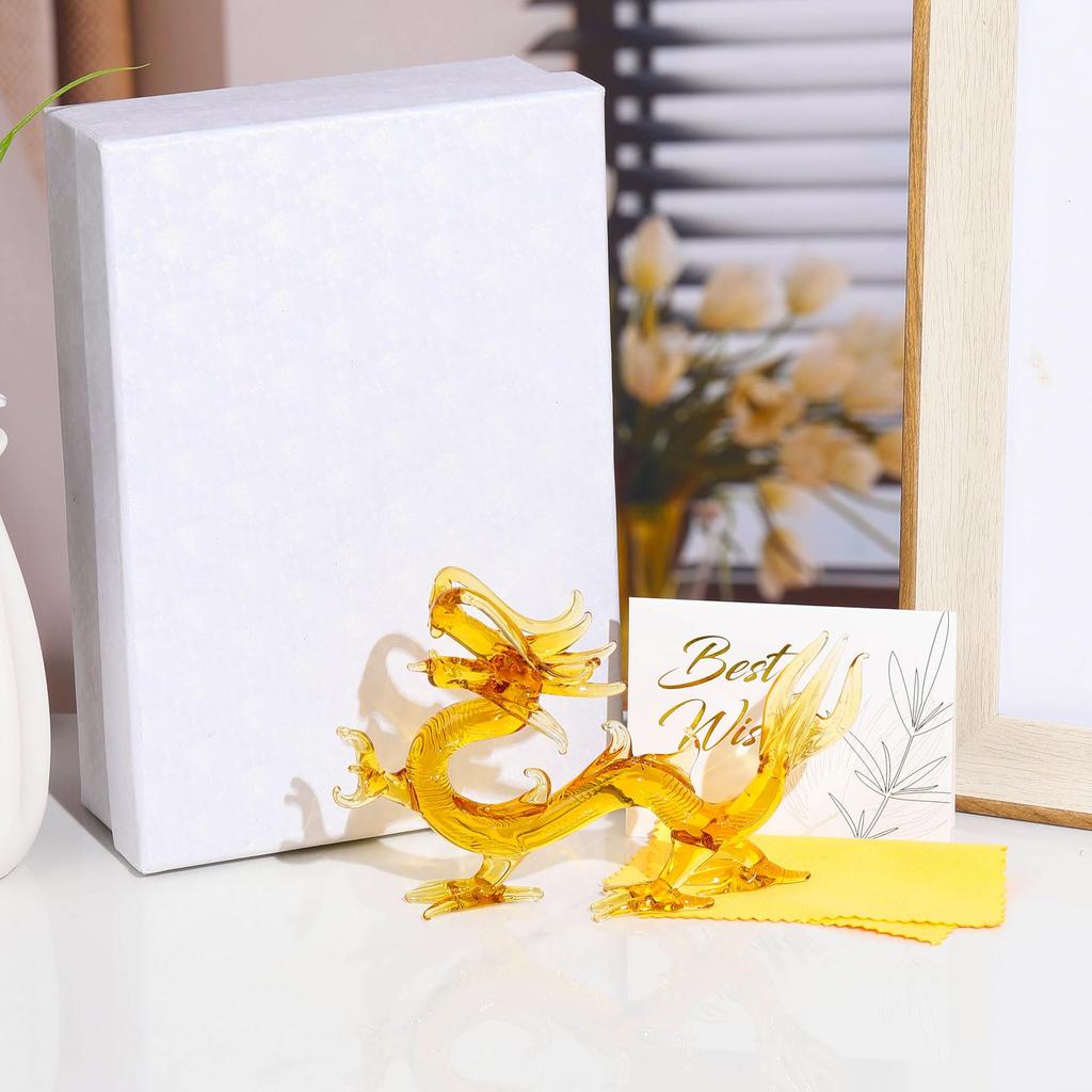 Фигурка дракона из кристалла Кертари, статуэтка дракона зодиака, фен-шуй 2024, новогодняя статуэтка дракона, талисман для интерьера 7 см [подлинный продукт] -