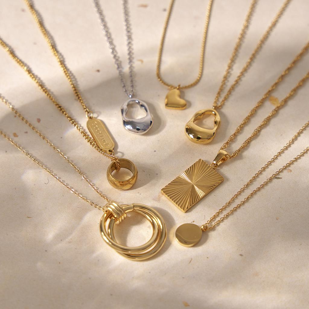 Ожерелье с подвеской из нержавеющей стали, минималистичная геометрическая полая титановая стальная ключичная цепочка