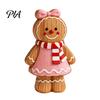Seasonal Decorative Figures Christmas Gingerbread Man Ornament, Hand Painted Vintage Wooden Tabletop Atmosphere Decorations Figurine, Rustic