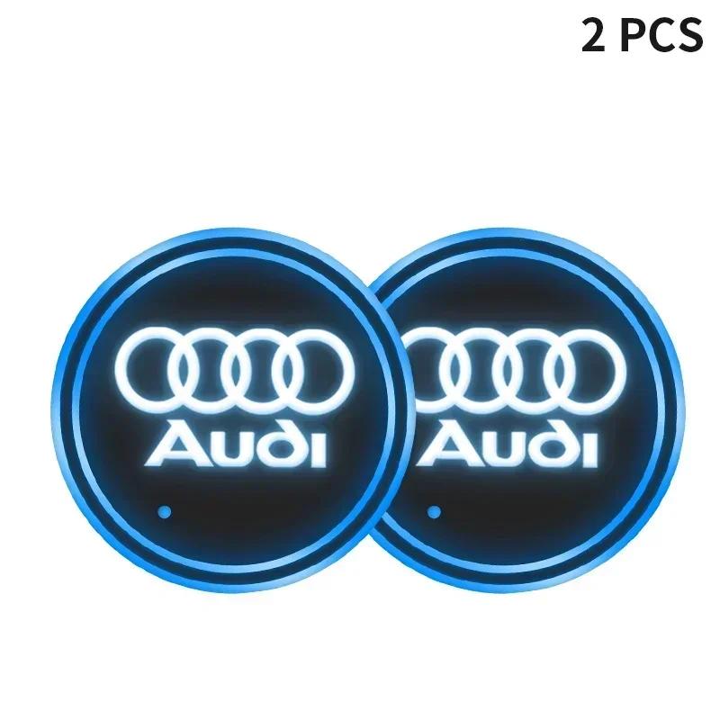 2pcs LED Car Luminous Coaster Cup Holder Anti-slip Mat for tt Sline 8V A3 A4 B8 B6 B7 B9 A6 C6 C7 S5 A7 A5 Q5 Q3 TT A1 Q7 Q6