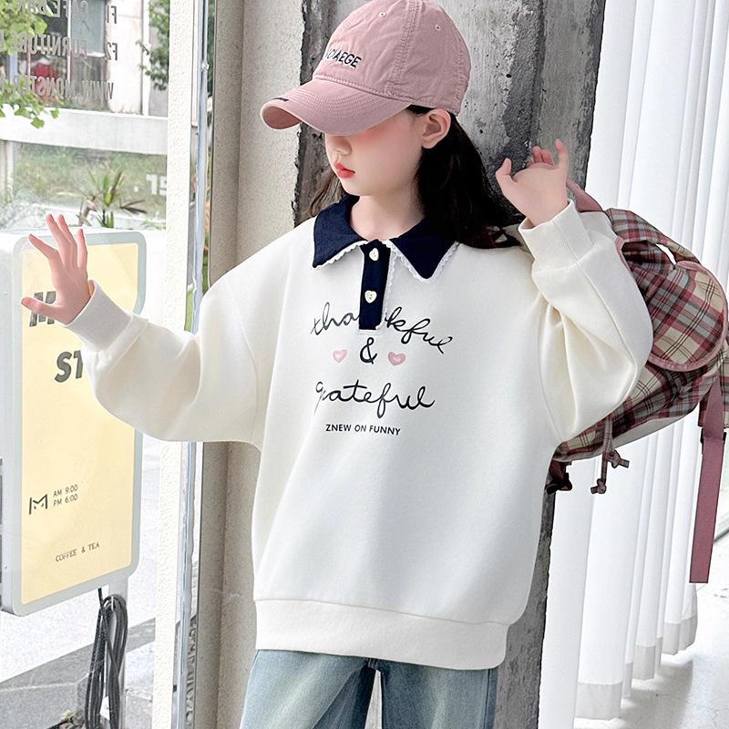 Универсальный стильный свитшот с воротником поло для девочек - Осенняя и весенняя мода