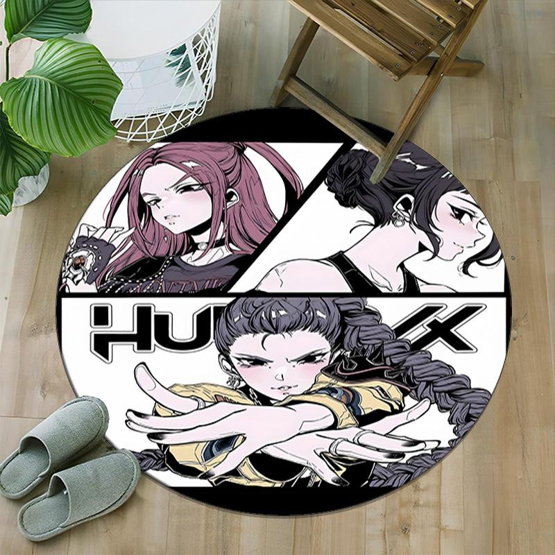 1pc KPop Demon Hunters10 Print Round Carpet Chair Round Carpet Suitable for Bedroom Living Room Home Decorative Carpet