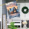 Welcome Christmas Flag - 1pc Double-Sided Polyester Garden Flag with Brown Horse and Tree Design for Outdoor Yard Lawn Decor, Durable Festive Banner