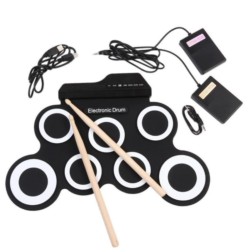 Folding Silicone Hand Roll Usb Electronic Drum Portable Practice Drums Pad Kit With Drumsticks