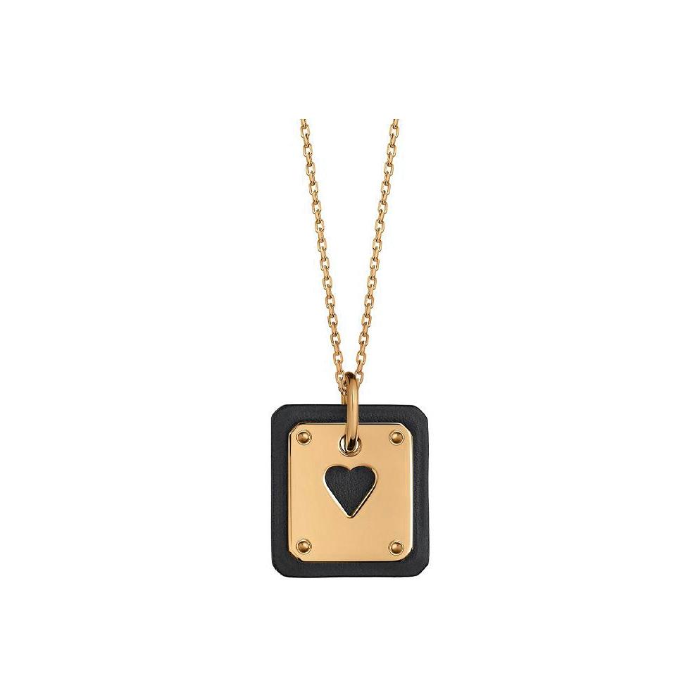 Hermes As De Coeur Gold-Plated Metal Calfskin Pendant Necklace Women necklace H081865CC89