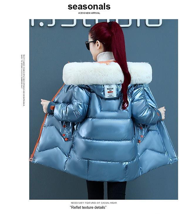 Осень и зима Яркая однотонная с капюшоном большой меховой воротник Свободная повседневная ветрозащитная утепленная теплая короткая женская куртка 5 цветов