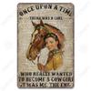 Cowgirl Tin Sign Metal Plaque Cowboy Boots Pony Metal Poster Vintage Wall Decor for Horse Riding Club Garden Home