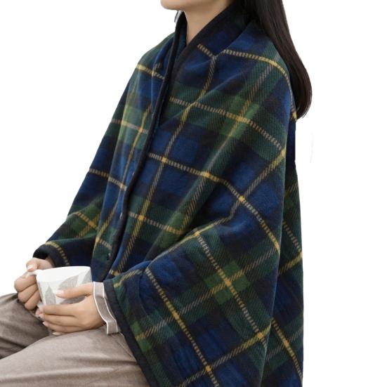 Зимнее плед-одеяло в клетку, супермягкое флисовое теплоизоляционное однобортное шаль-одеяло с ворсом