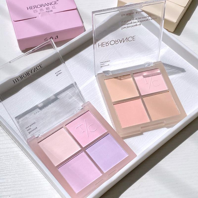 HER ORANGE Four Colors Blush Swell Blush Purple Blush Blue Matte Natural Nude Makeup Warm Color Peach Apricot Blush