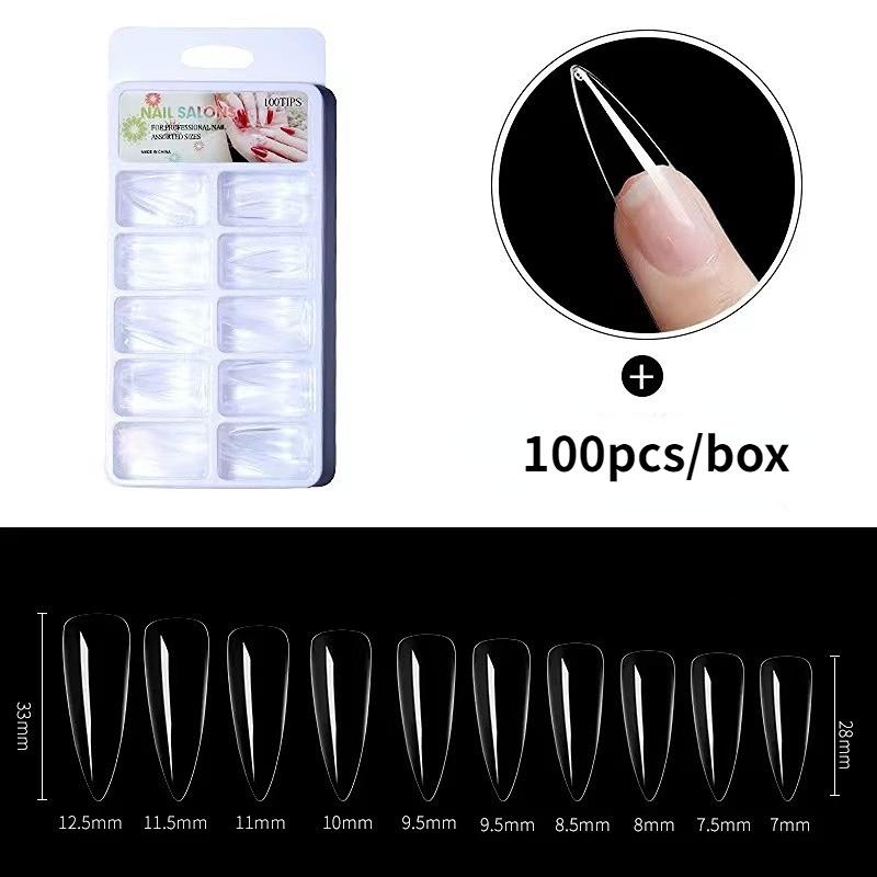 100 шт. инструмент для накладных ногтей, бесшовные прозрачные искусственные ногти, инструменты для украшения маникюра