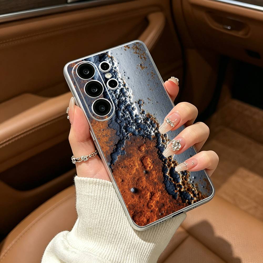 Retro Industrial Style Rusty  Clear Phone Case for Samsung S25, S24, S21, S22, S23, S30, Ultra, S20, Plus, FE, Lite
