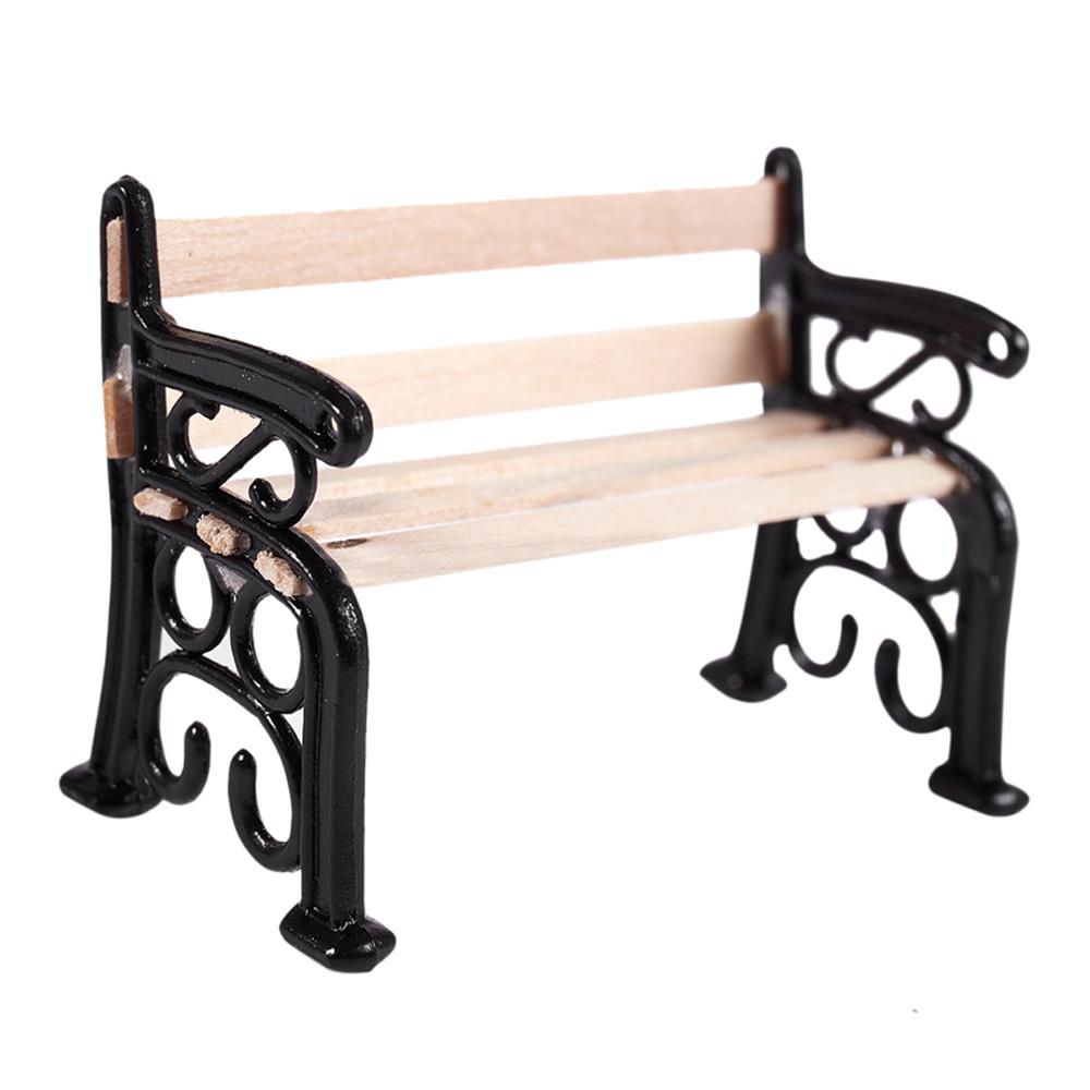 Wooden Park Bench Street Lamp Micro Landscape Dollhouse Ornament Micro Landscape Miniature Figurine