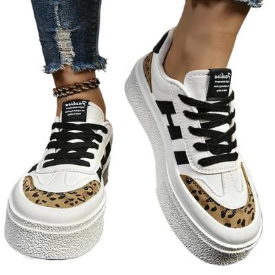 Осенняя новая мода с леопардовым принтом, дизайнерская женская парусиновая обувь 2024 года, повседневная универсальная женская вулканизированная обувь Mujer