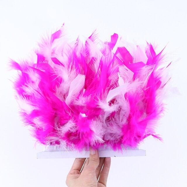 Необычная лента с бахромой из турецких перьев, 1 метр, ширина 10-15 см, окрашенные перья для праздничного костюма, украшения платья, аксессуары для рукоделия