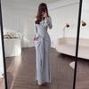 Женское приталенное платье с поясом и длинным рукавом, стройнящее, летнее, европейское и американское, 2025