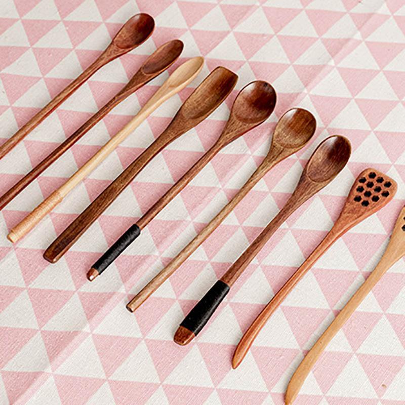1 шт. универсальные деревянные ложки с длинной ручкой в ​​японском стиле кофейная чайная ложка ложки для перемешивания посуда кухонные инструменты