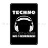 Addicted To Techno Music Saying Skull Dj Music Electro Techno 90 Metal Plates Create Cinema Wall Decor Garage Tin Sign Poster