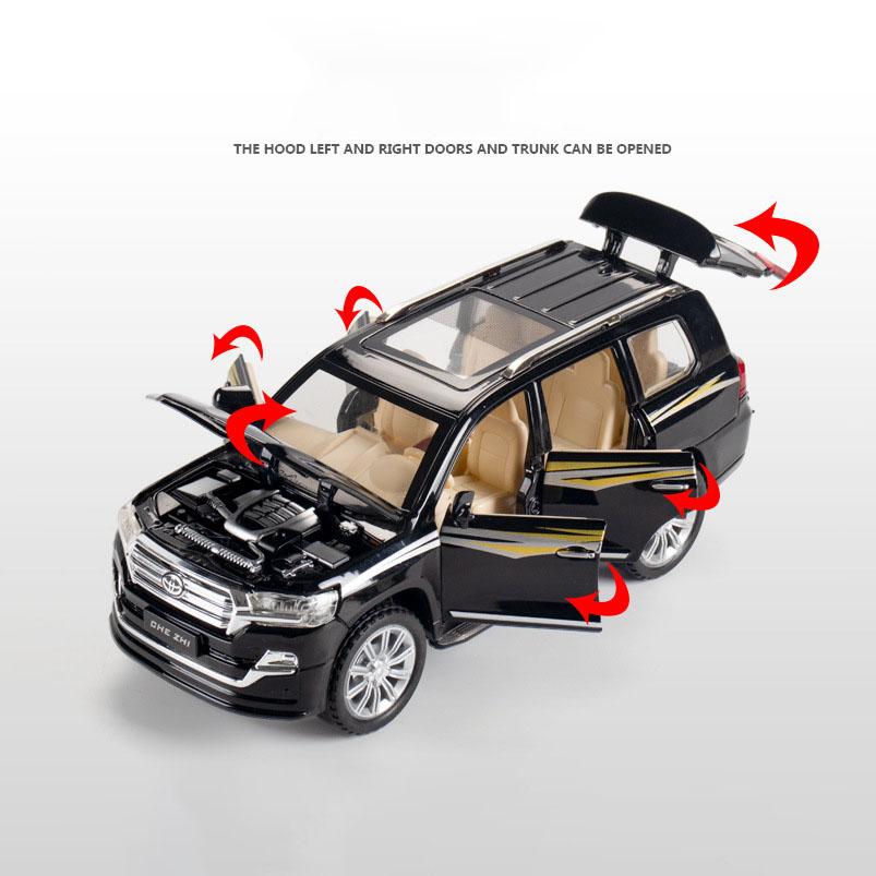 Масштаб 1/24 Toyota Land Cruiser, литая под давлением модель автомобиля, игрушечный автомобиль с откатным механизмом, звуком и светом для детей, коллекция подарков для мальчиков и девочек